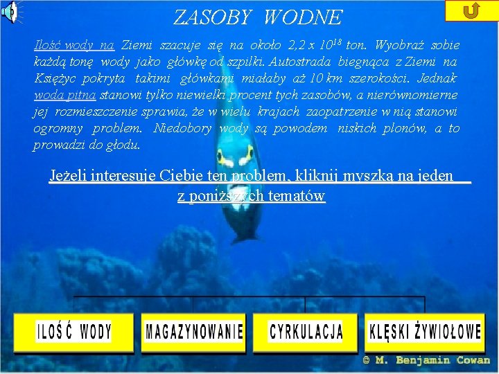 ZASOBY WODNE Ilość wody na Ziemi szacuje się na około 2, 2 x 1018