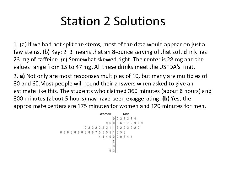 Station 2 Solutions 1. (a) If we had not split the stems, most of
