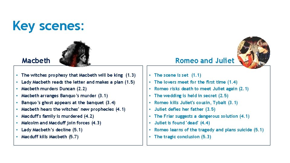 Key scenes: Macbeth • • • The witches prophesy that Macbeth will be king