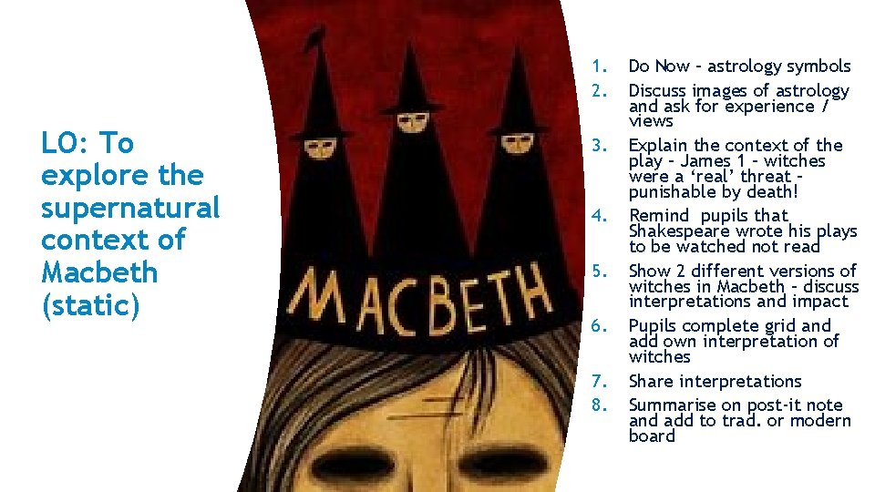 1. 2. LO: To explore the supernatural context of Macbeth (static) 3. 4. 5.