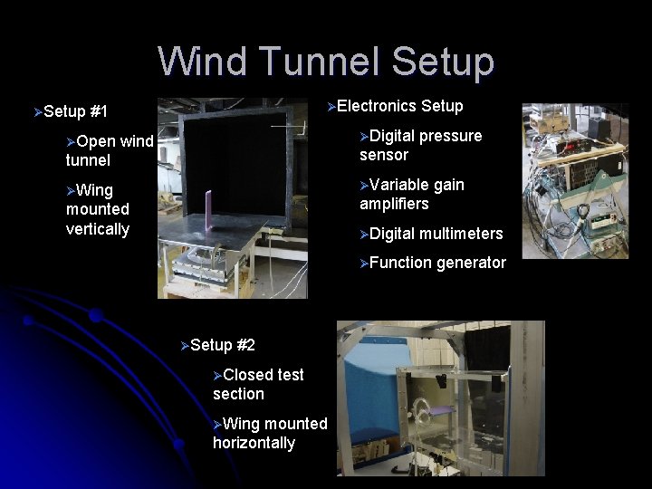 Wind Tunnel Setup ØElectronics #1 ØOpen ØDigital wind Setup pressure tunnel sensor ØWing ØVariable