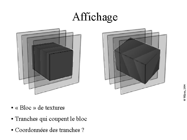 © Wilson, 1994 Affichage • « Bloc » de textures • Tranches qui coupent