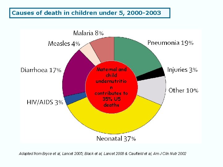 Causes of death in children under 5, 2000 -2003 Maternal and child undernutritio n