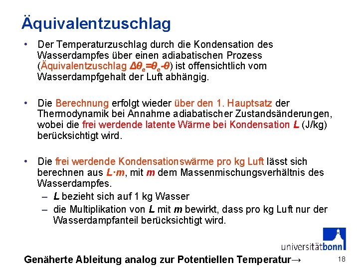 Äquivalentzuschlag • Der Temperaturzuschlag durch die Kondensation des Wasserdampfes über einen adiabatischen Prozess (Äquivalentzuschlag