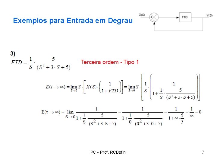 Exemplos para Entrada em Degrau PC - Prof. RCBetini 7 