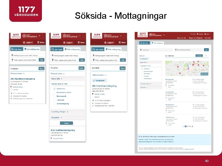 Söksida - Mottagningar 40 