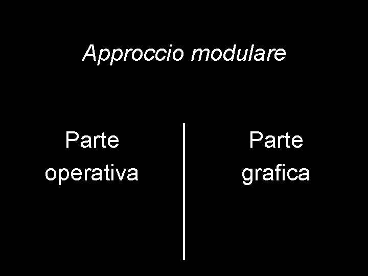 Approccio modulare Parte operativa Parte grafica 