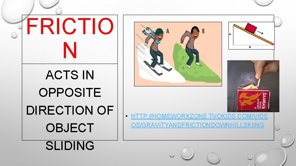 FRICTIO N ACTS IN OPPOSITE DIRECTION OF OBJECT SLIDING • HTTP: //HOMEWORKZONE. TVOKIDS. COM/VIDE
