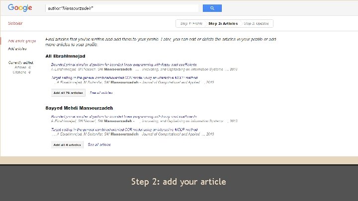 Step 2: add your article 