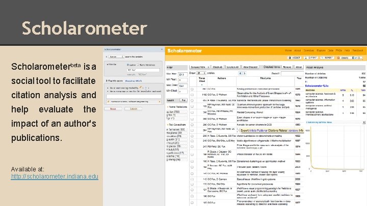 Scholarometerbeta is a social tool to facilitate citation analysis and help evaluate the impact