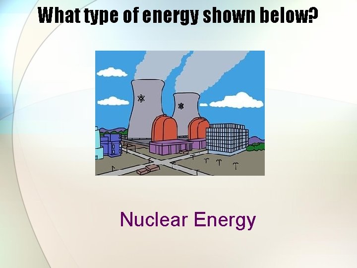 What type of energy shown below? Nuclear Energy 