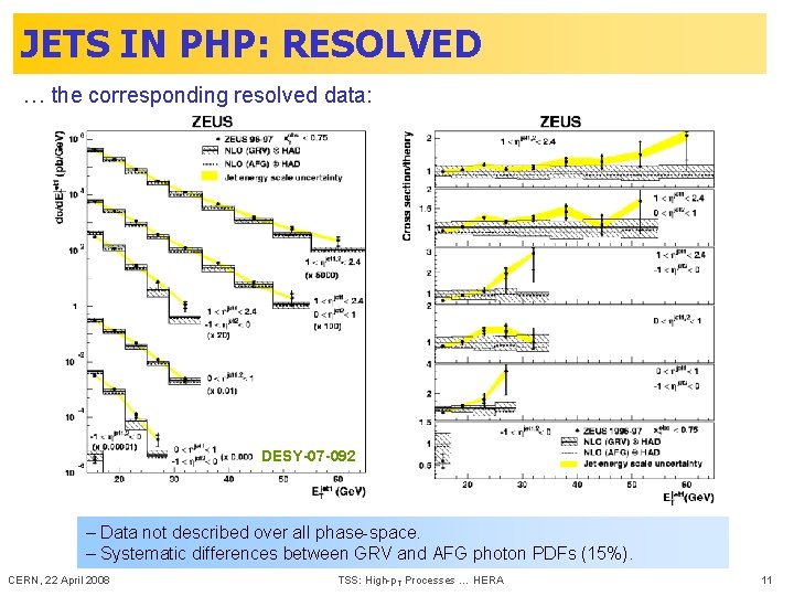 JETS IN PHP: RESOLVED … the corresponding resolved data: DESY-07 -092 – Data not