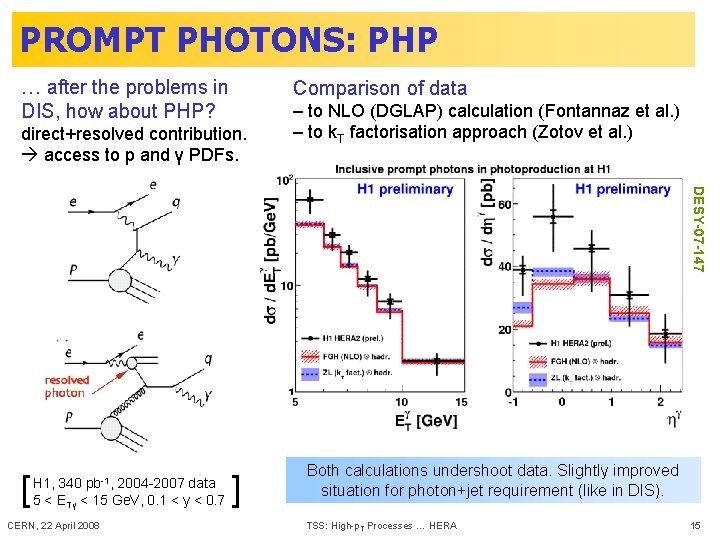 PROMPT PHOTONS: PHP … after the problems in DIS, how about PHP? Comparison of