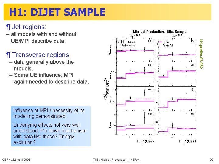 H 1: DIJET SAMPLE ¶ Jet regions: H 1 -prelim-07 -032 – all models