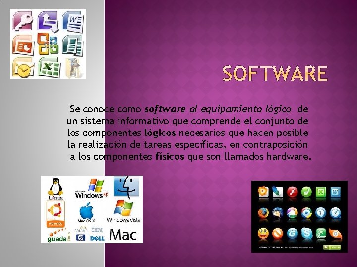 Se conoce como software al equipamiento lógico de un sistema informativo que comprende el