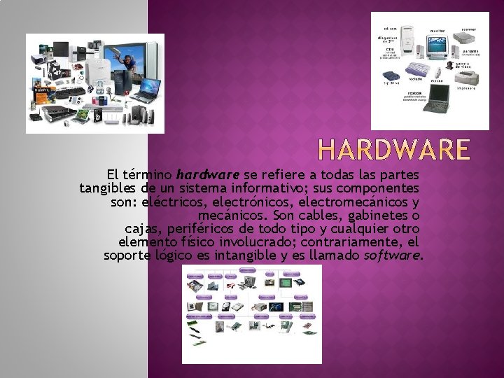 El término hardware se refiere a todas las partes tangibles de un sistema informativo;