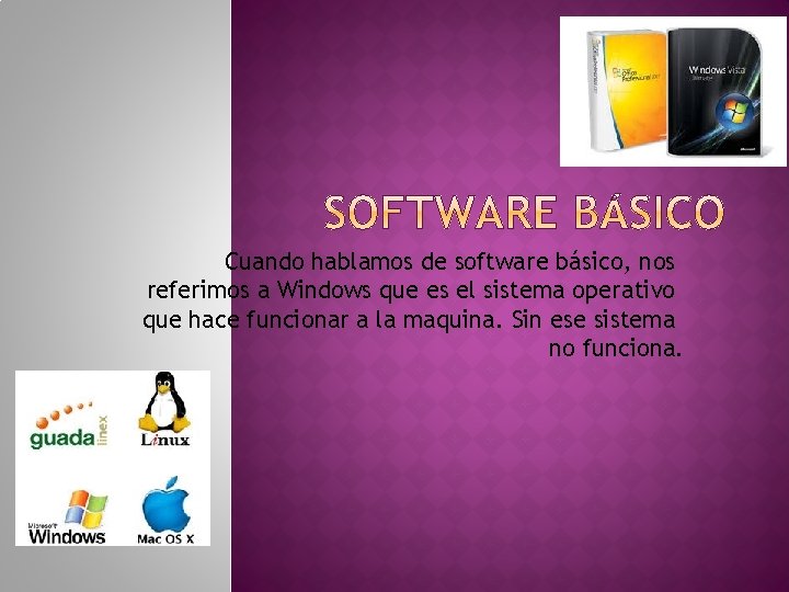 Cuando hablamos de software básico, nos referimos a Windows que es el sistema operativo