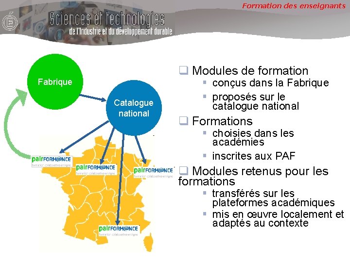 Formation des enseignants q Modules de formation Fabrique Catalogue national § conçus dans la