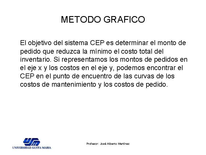 METODO GRAFICO El objetivo del sistema CEP es determinar el monto de pedido que METODO GRAFICO El objetivo del sistema CEP es determinar el monto de pedido que