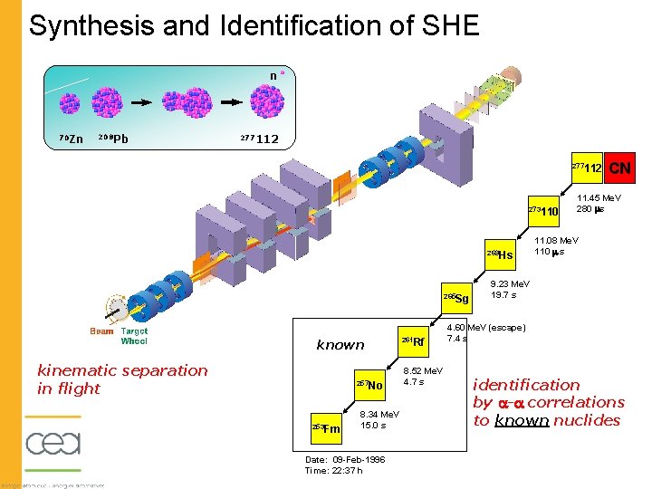 Synthesis and Identification of SHE n 70 Zn 208 Pb 277112 273110 269 Hs