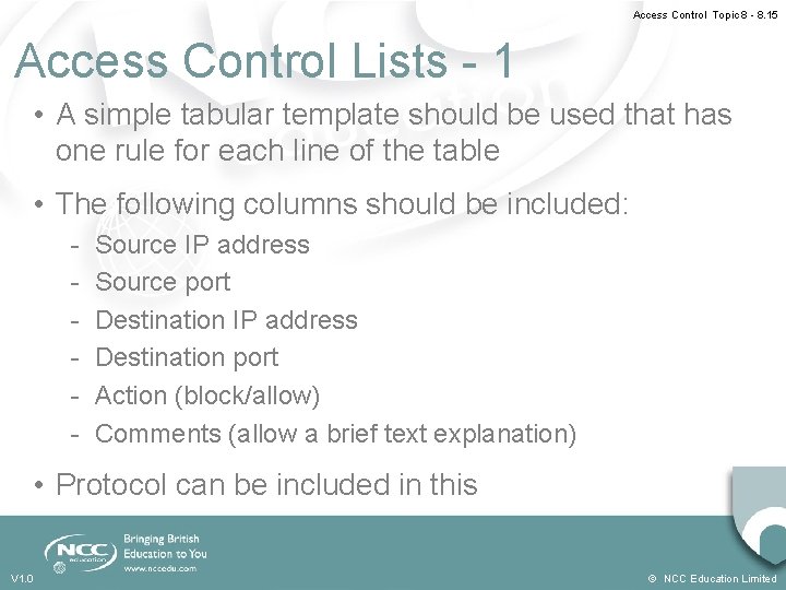 Access Control Topic 8 - 8. 15 Access Control Lists - 1 • A Access Control Topic 8 - 8. 15 Access Control Lists - 1 • A