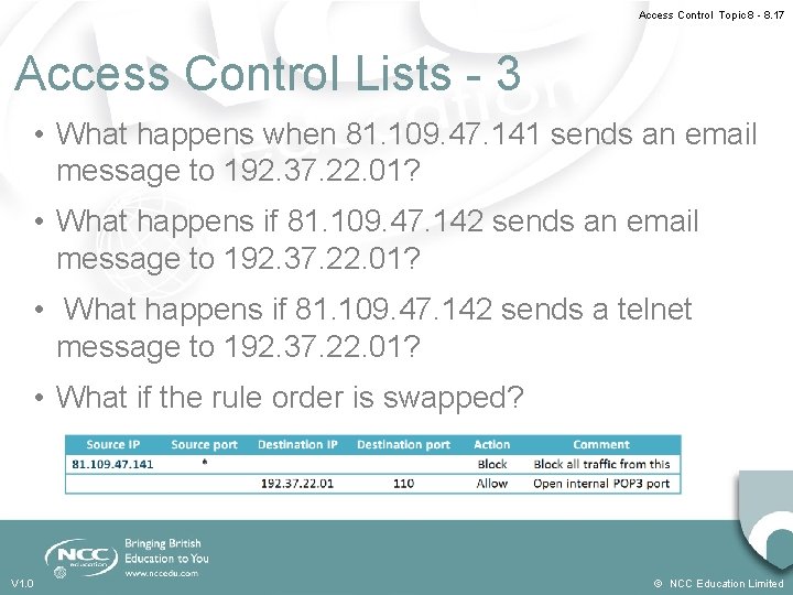 Access Control Topic 8 - 8. 17 Access Control Lists - 3 • What Access Control Topic 8 - 8. 17 Access Control Lists - 3 • What