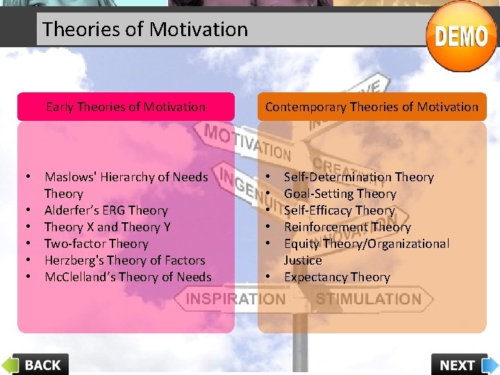 Theories of Motivation Early Theories of Motivation • Maslows' Hierarchy of Needs Theory •