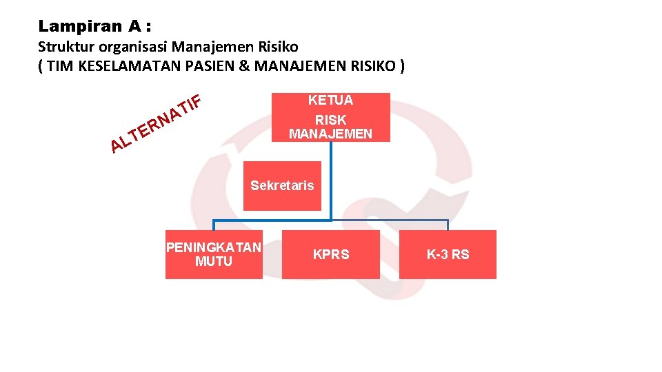 Lampiran A : Struktur organisasi Manajemen Risiko ( TIM KESELAMATAN PASIEN & MANAJEMEN RISIKO