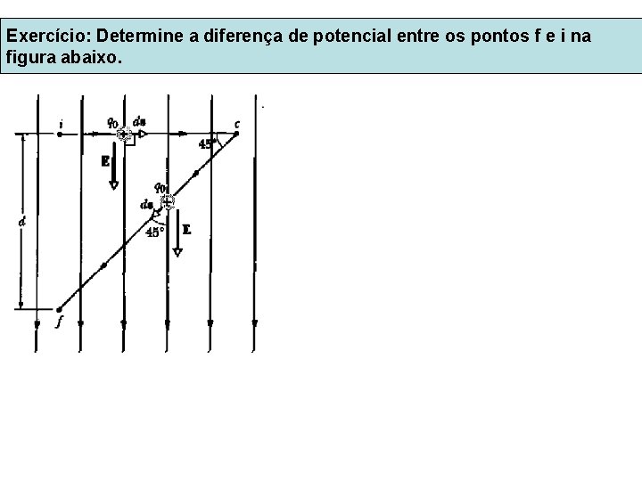 Exercício: Determine a diferença de potencial entre os pontos f e i na figura