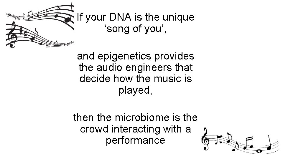 If your DNA is the unique ‘song of you’, and epigenetics provides the audio