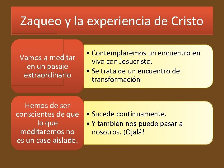 Zaqueo y la experiencia de Cristo Vamos a meditar en un pasaje extraordinario •