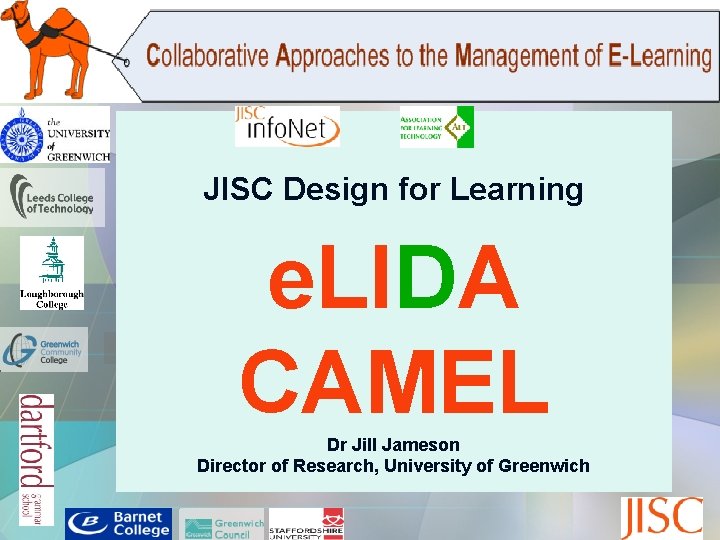 JISC Design for Learning e. LIDA CAMEL Dr Jill Jameson Director of Research, University