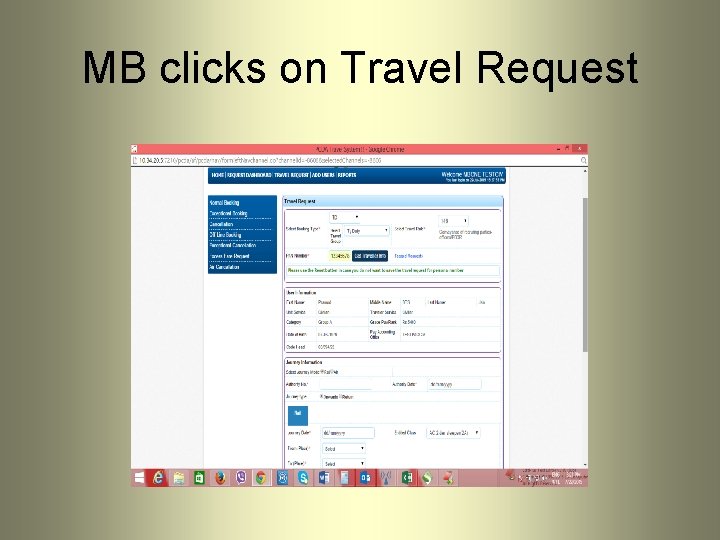 MB clicks on Travel Request 