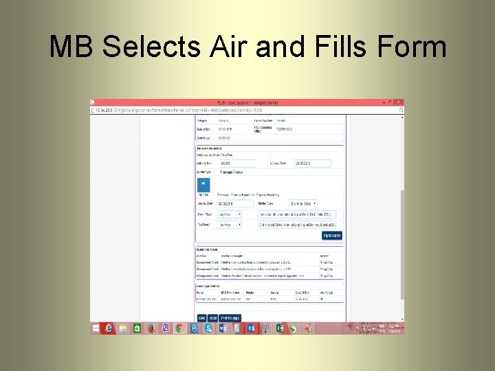 MB Selects Air and Fills Form MB Selects Air and Fills Form