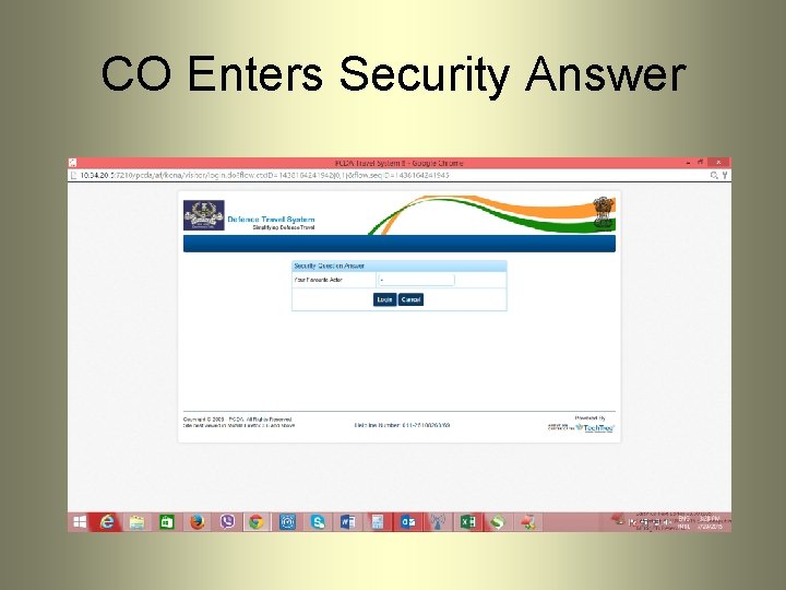 CO Enters Security Answer CO Enters Security Answer