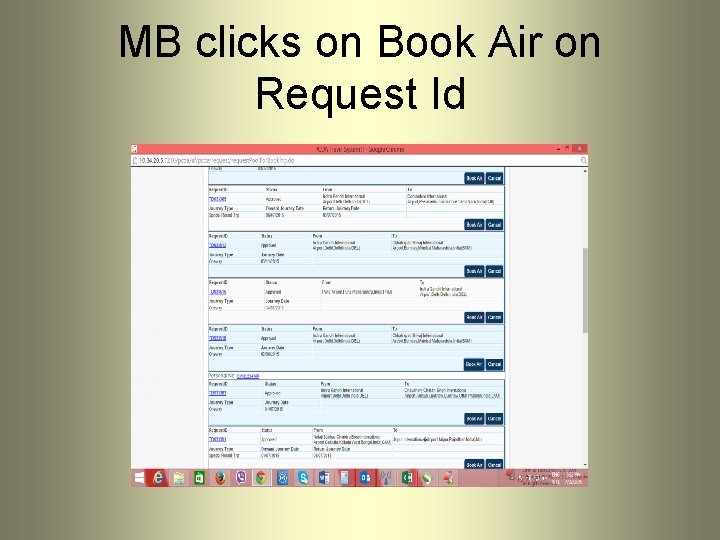 MB clicks on Book Air on Request Id 