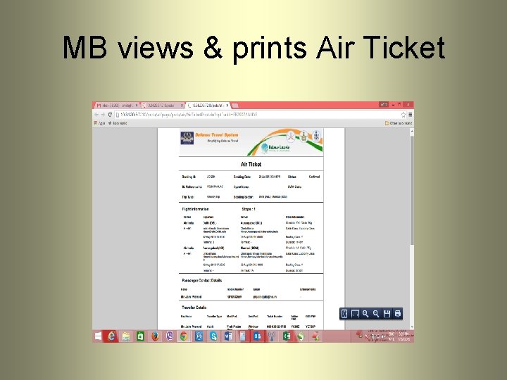 MB views & prints Air Ticket 