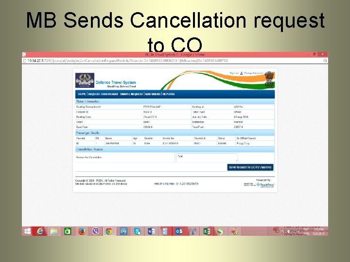 MB Sends Cancellation request to CO 