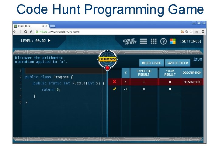 Code Hunt Programming Game 