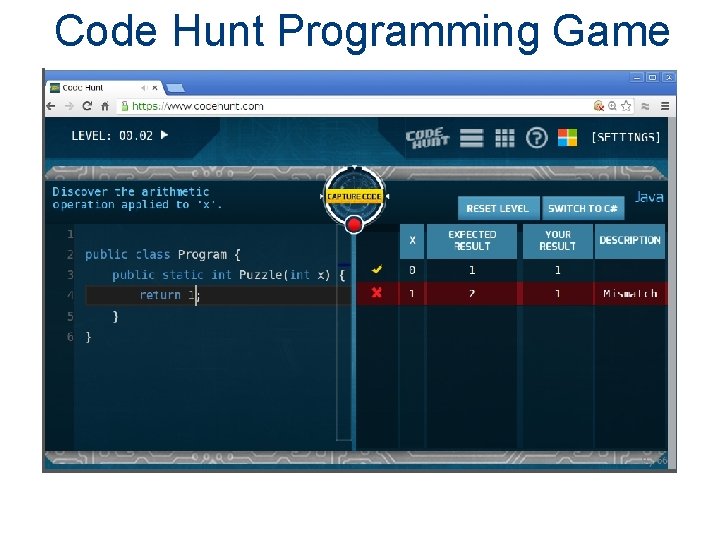 Code Hunt Programming Game 