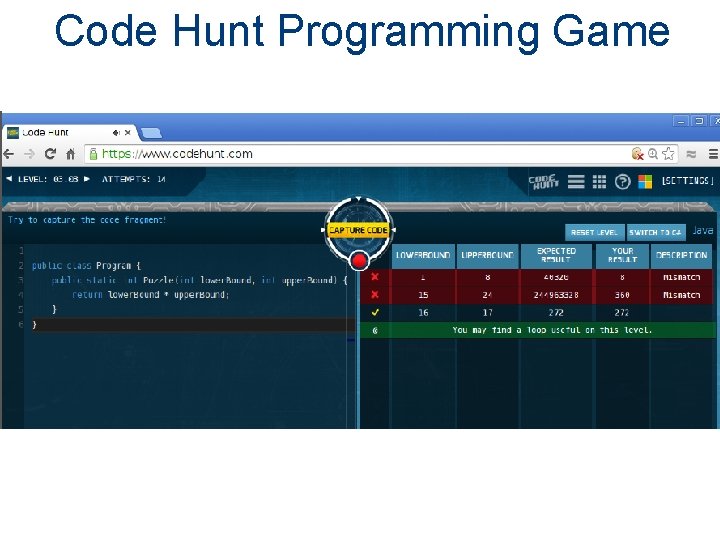 Code Hunt Programming Game 