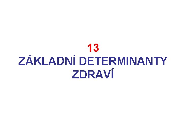 13 ZÁKLADNÍ DETERMINANTY ZDRAVÍ 