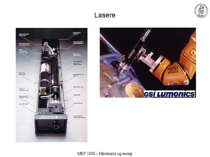 Lasere MEF 1000 – Materialer og energi 