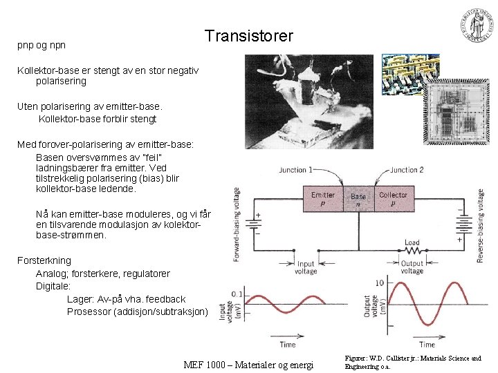 Transistorer pnp og npn Kollektor-base er stengt av en stor negativ polarisering Uten polarisering