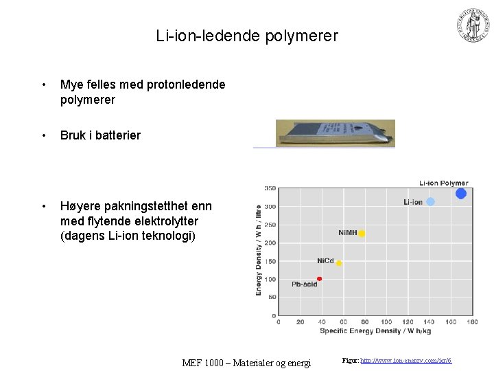 Li-ion-ledende polymerer • Mye felles med protonledende polymerer • Bruk i batterier • Høyere