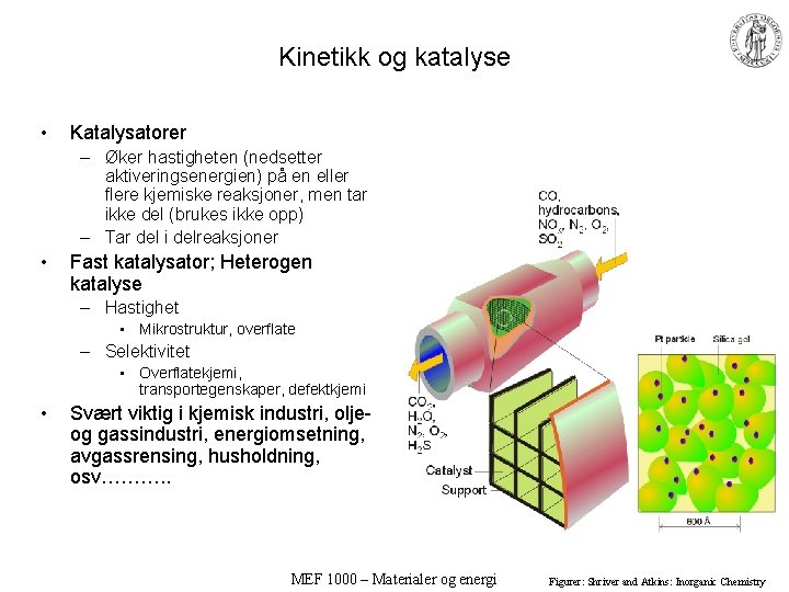 Kinetikk og katalyse • Katalysatorer – Øker hastigheten (nedsetter aktiveringsenergien) på en eller flere