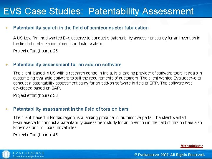 EVS Case Studies: Patentability Assessment + Patentability search in the field of semiconductor fabrication