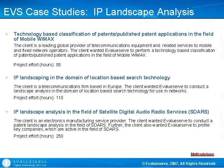 EVS Case Studies: IP Landscape Analysis + Technology based classification of patents/published patent applications