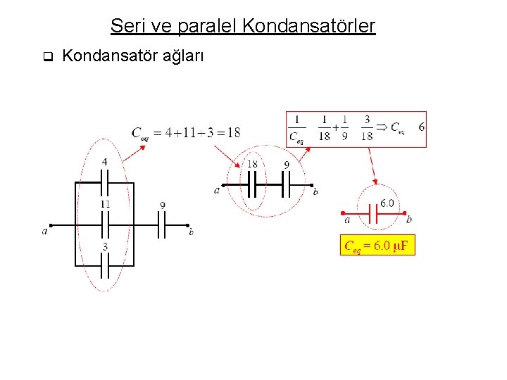 Seri ve paralel Kondansatörler q Kondansatör ağları 