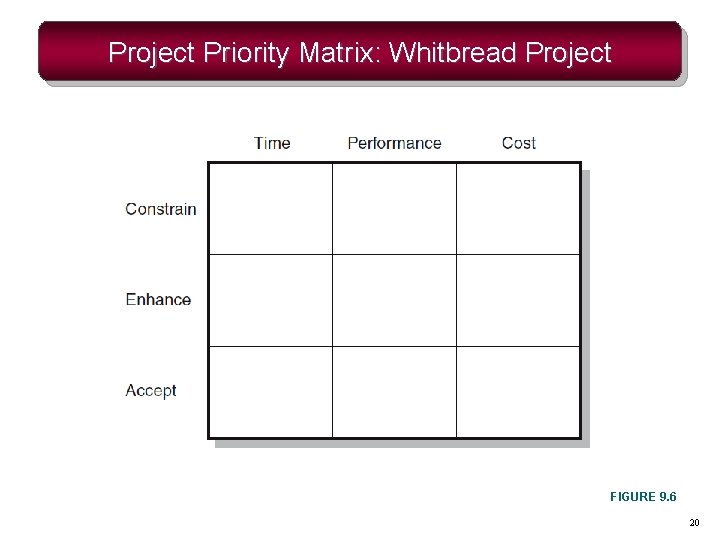 Project Priority Matrix: Whitbread Project FIGURE 9. 6 20 